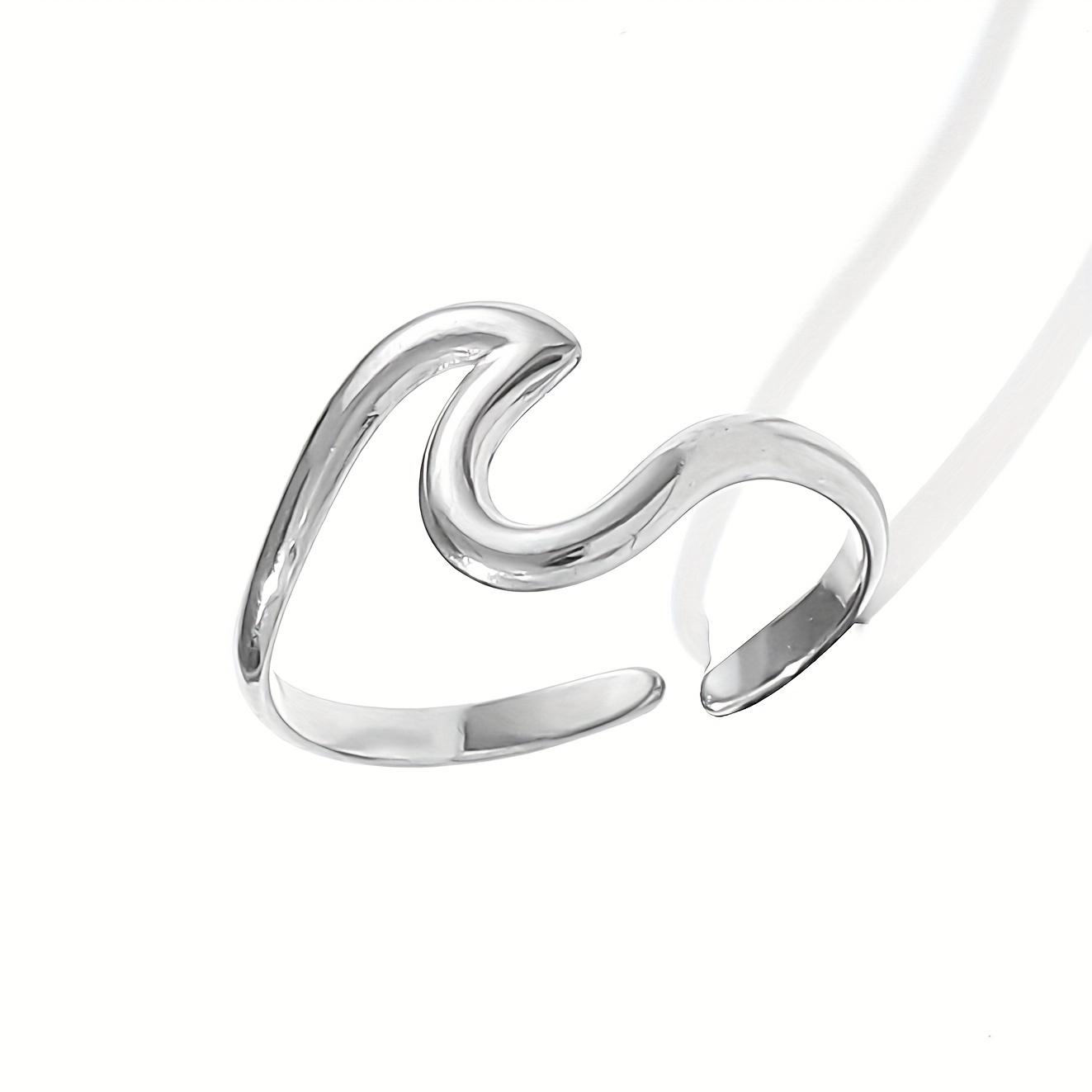 Wave Inspired Stainless Steel Open Ring for Women